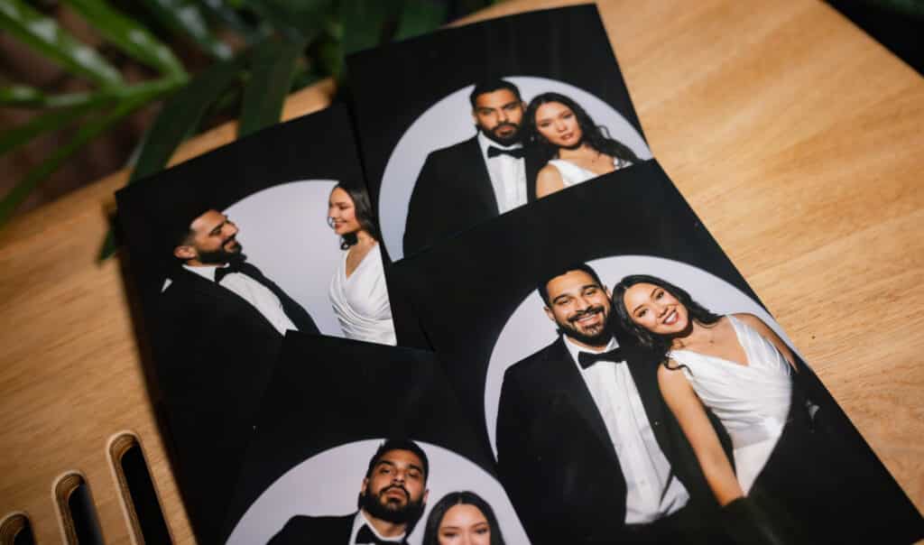 Spotlight Booth at a wedding capturing guests’ fun and memorable moments.