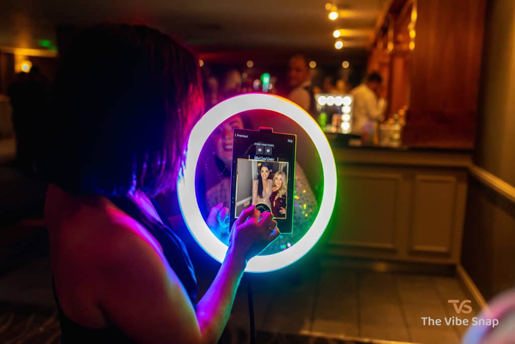 A pretty lady using the Roaming Booth