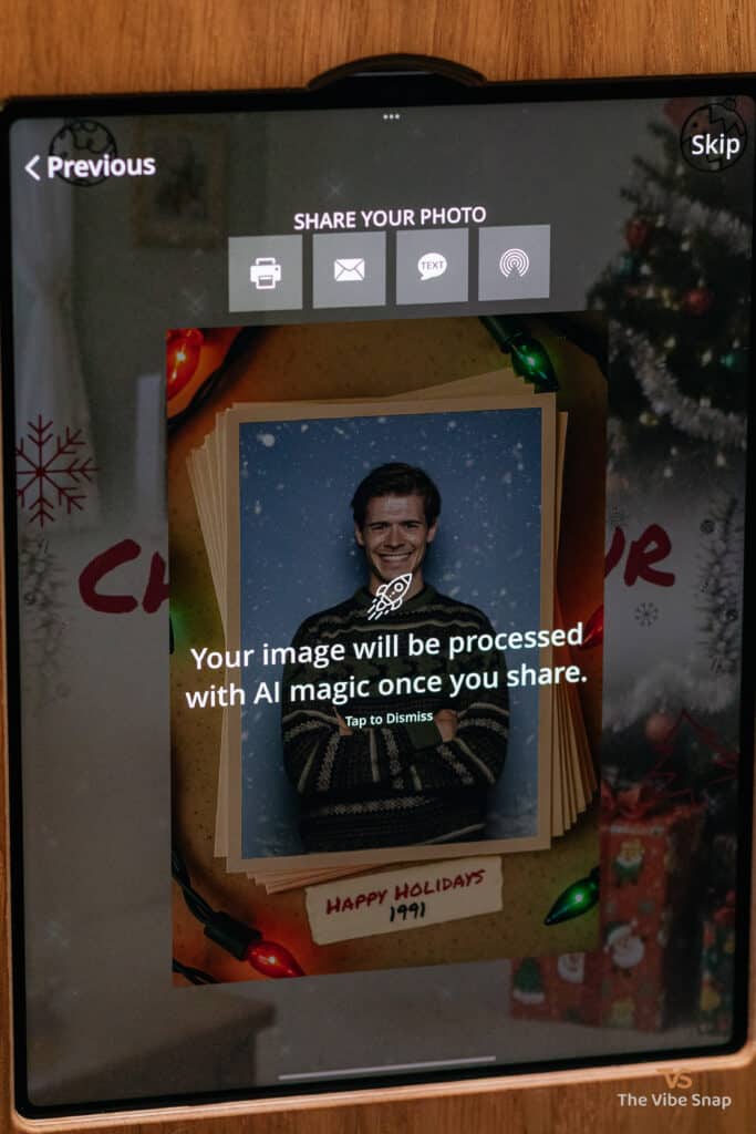 A start screen with text your image will be processed with AI magic once you share