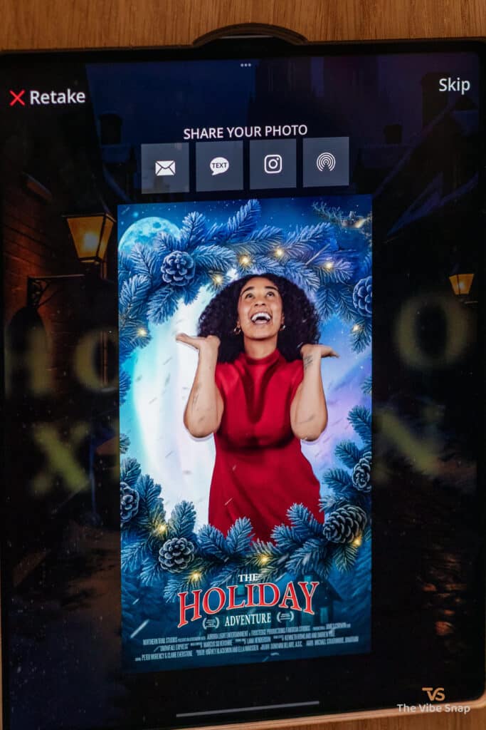 Holiday Movie Poster video output showing on the ipad based booth