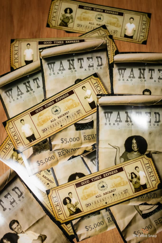 The Wild West Experience - mix of wanted poster and train tickets prints