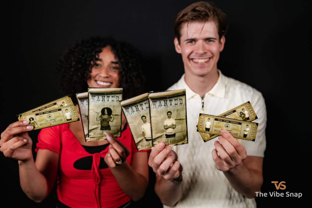 The Wild West Experience - A couple holding printed wanted poster and train ticket 4x6 prints