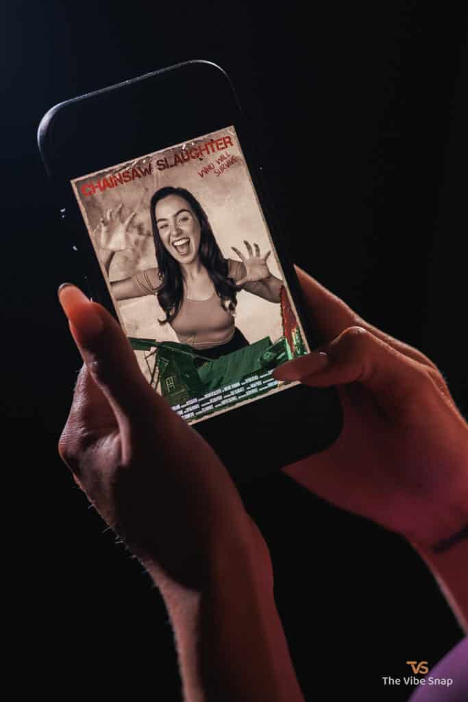Chainsaw Slaughter movie poster output on an iphone